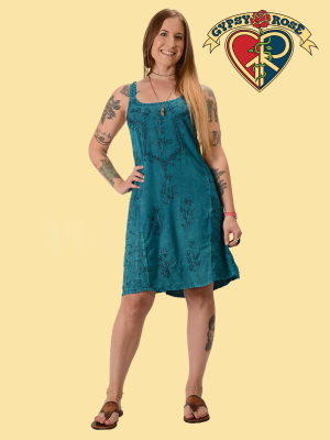 Acidwash Spaghetti String Dress