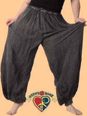 Acidwash Harem Pants With Cuff Bottom