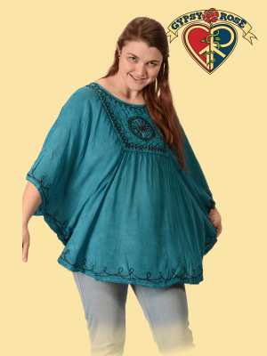 Acidwash Poncho Top