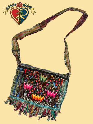 WOOD BEADED FRINGE VEGGIE DYE FINE GUIPILE & CORTE MESSENGER BAG