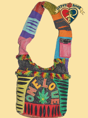 One Love Stonewashed Rippy & Fringed Rasta Peddler Bag