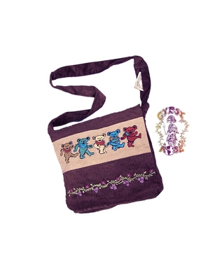 GRATEFUL DEAD CORDUROY TOTE SACK WITH DANCING BEAR EMBROIDERY