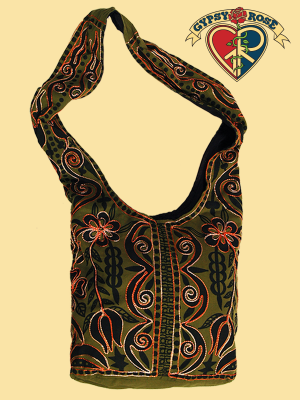 JUNGLE JIVE EMBROIDERED COTTON SHOULDER BAG