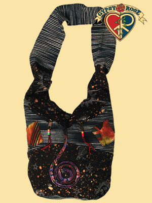 DARK STAR PRINTED PATCHWORK COTTON SHOULDER BAG