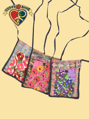 Smell The Flowers Recycled Huipile and Corte Passport Pouch