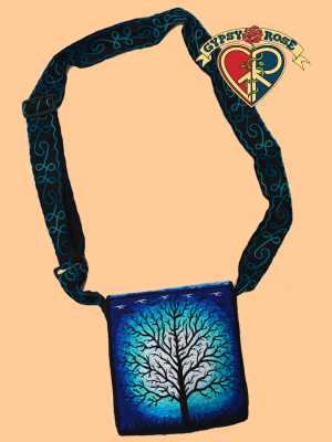 Sacred Tree Illuminated Hand Embroidered Messenger Bag