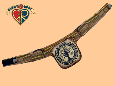 Celtic Tree Hand Embroidered Gheri Hiprider Belt Bag
