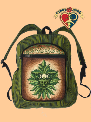 Green Man Hand Embroidered Gheri Backpack