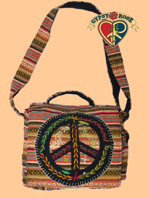 Peace Symbol Hand Aari Embroidered Gheri DJ Bag