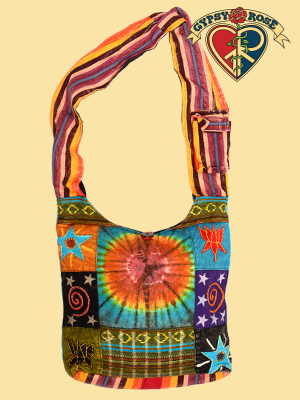 Beautifully Bohemian Tye Dye and Patchwork Cotton Peddler Bag