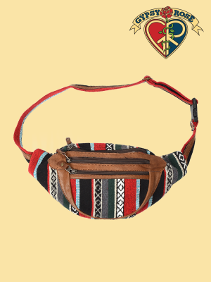 Ramble On Deluxe Leather and Gheri Multi Zip Fanny Pack