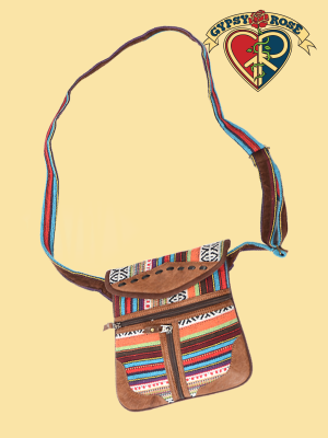 Labamba Leather and Gheri 3 Zip Travelers Bag