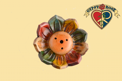 Lotus Spirit Painted Clay Incense Burner