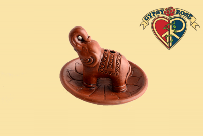 Lucky Elephant Clay Incense Burner