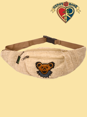 Grateful Dead Hand Embroidered Dancing Bear Hemp Hip Sack Bag