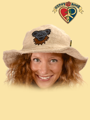 Grateful Dead Hand Embroidered Dancing Bear Hemp Floppy Hat