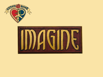 IMAGINE PAINTED WOODEN WALL PLAQUE WALL HANGING