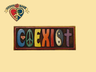 COEXIST COLORED PAINTED WOODEN WALL PLAQUE WALL HANGING
