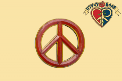 MEDIUM PEACE SYMBOL PAINTED WOODEN WALL HANGING WALL HANGING
