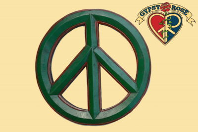 LARGE PEACE SYMBOL PAINTED WOODEN WALL WALL HANGING