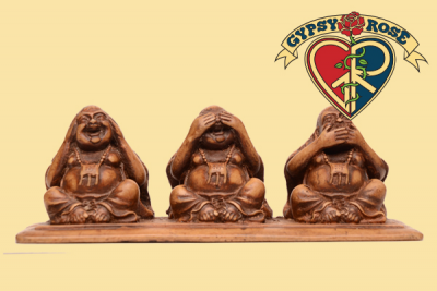 Trio Of Teachings Laughing Buddha Resin Statue
