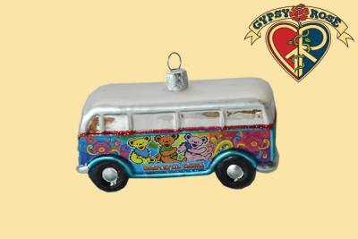 4 INCH GRATEFUL DEAD GLASS BUS ORNAMENT