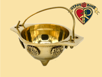 7 Chakra Brass Cauldron Incense Burner