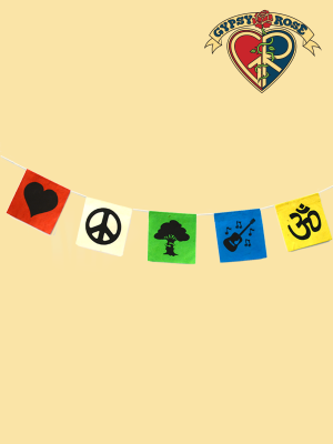 Peace, Love, Om, Music, Tree Prayer Flags