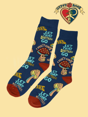 Mens Mushroom Let That Shiitake Go Mid Length Socks