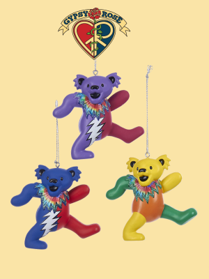 3 Inch Grateful Dead Dancing Bear 3 Piece Ornament Set