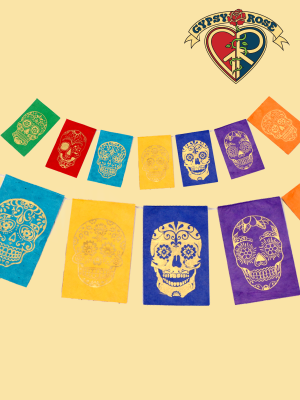 Handmade Lokta Paper Calevara Skull Flag