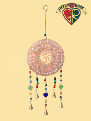 Laser Cut Metal Om Suncatcher with Beads and Bells