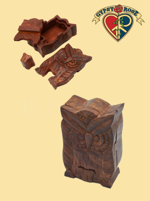 Wooden Owl Puzzle Box
