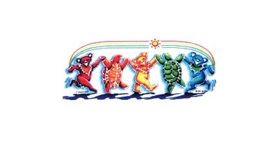 GRATEFUL DEAD RAINBOW DANCING BEARS & TURTLES WINDOW STICKER