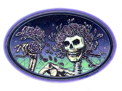 GRATEFUL DEAD BATIK SKULL & ROSES BERTHA WINDOW STICKER