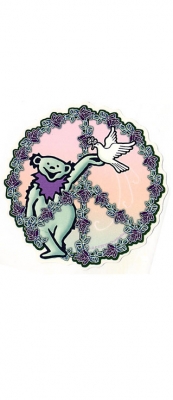 GRATEFUL DEAD DANCING BEAR IN PEACE WITH DOVE STICKER