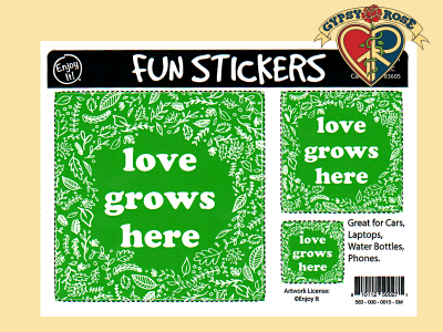 Love Grows Here  3 Asst Sizes Sticker