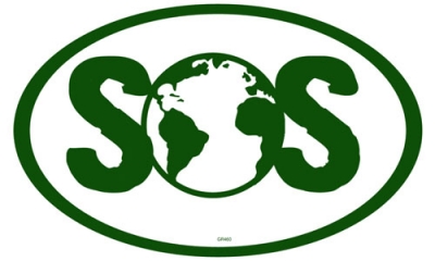 S.O.S. EARTH OVAL BUMPER STICKER
