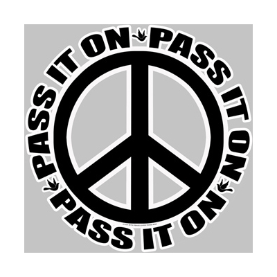 PEACE SYMBOL PASS IT ON BUMPER STICKER