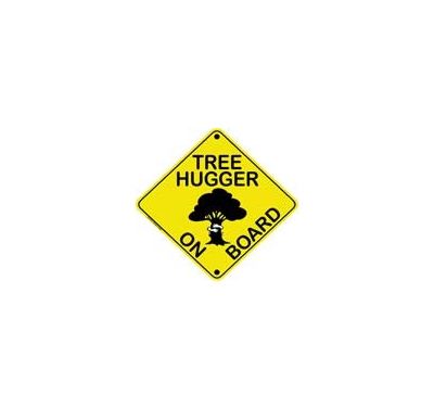 TREE HUGGER ON BOARD BUMPER STICKER
