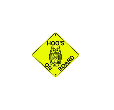 HOO'S ON BOARD BUMPER STICKER
