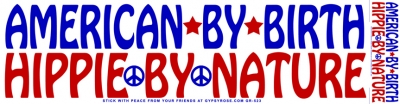 American By Birth Hippie By Nature Sticker