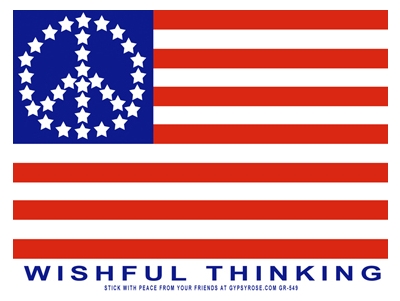 Wishful Thinking Peace Stars Flag Sticker