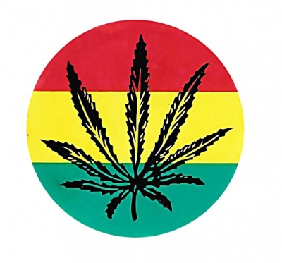 4.25 inch Rasta Cannabis Leaf Sticker