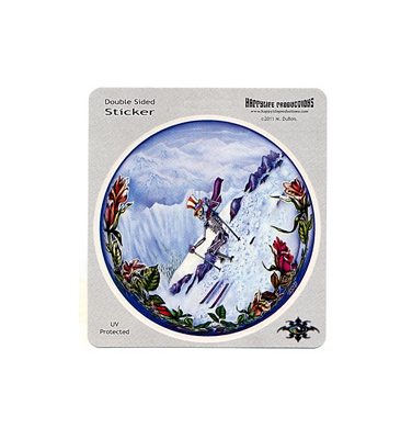 SKELETON SKIER USA TOP HAT STICKER