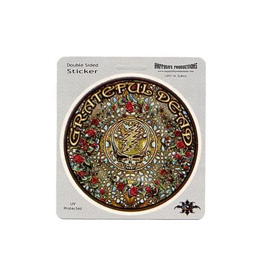 THE GRATEFUL DEAD WOODCUT MANDALA STEAL YOUR FACE WITH ROSES STICKER