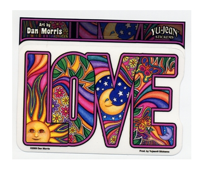LOVE PSYCHEDELIC LETTERS WINDOW STICKER