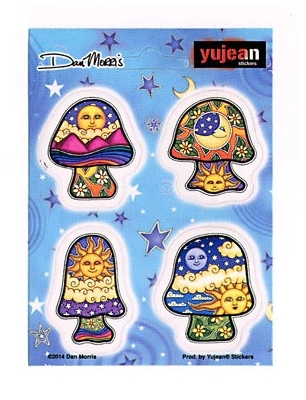Dan Morris Mini Mushrooms 4 Pc Set Sticker