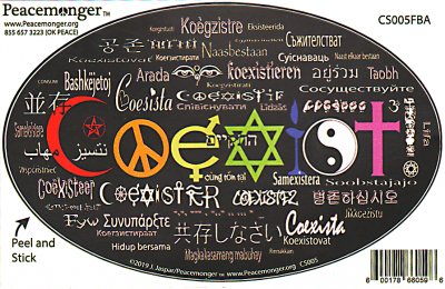 Coexist Languages Full Color Oval Bumpersticker