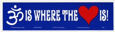 OM IS WHERE THE HEART IS BUMPER STICKER